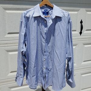 Egara Light Blue‎ Striped Button Down Shirt SZ:2XL